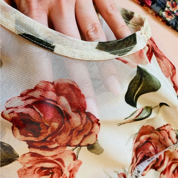 Lot Ginger G Cottagecore Romantic Sheer Floral Mesh Crop Tshirts - Picture 4 of 13